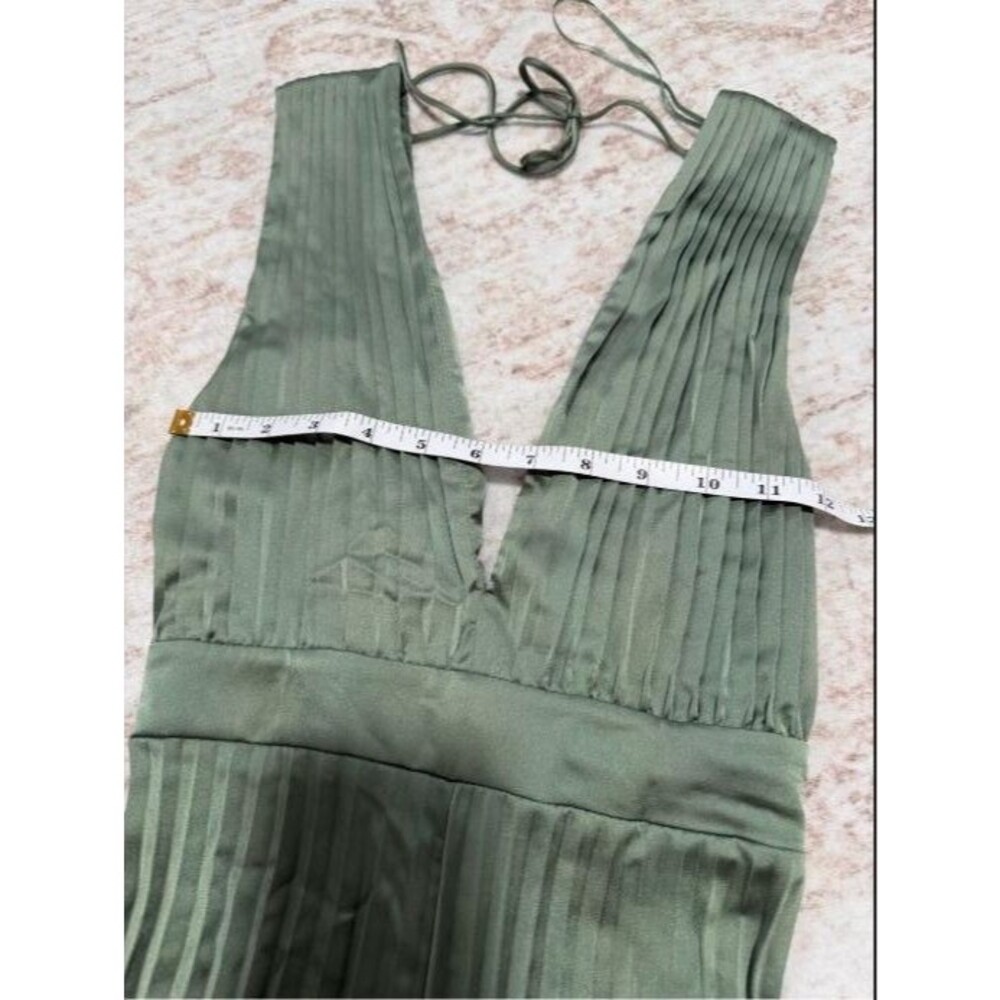 Abercrombie Giselle Pleated Satin Jumpsuit Women's Sage Green XXS Petite - Picture 11 of 11